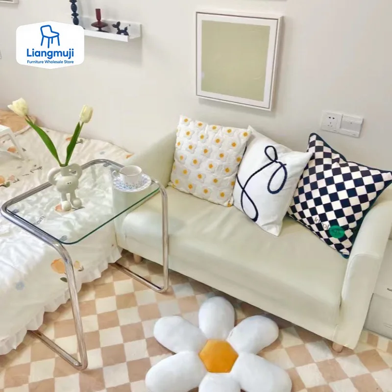 Transparent Side Table Medieval Stainless Steel Crystal Glass Coffee Table Home Room Side Tables Homestay Photography Base Desk