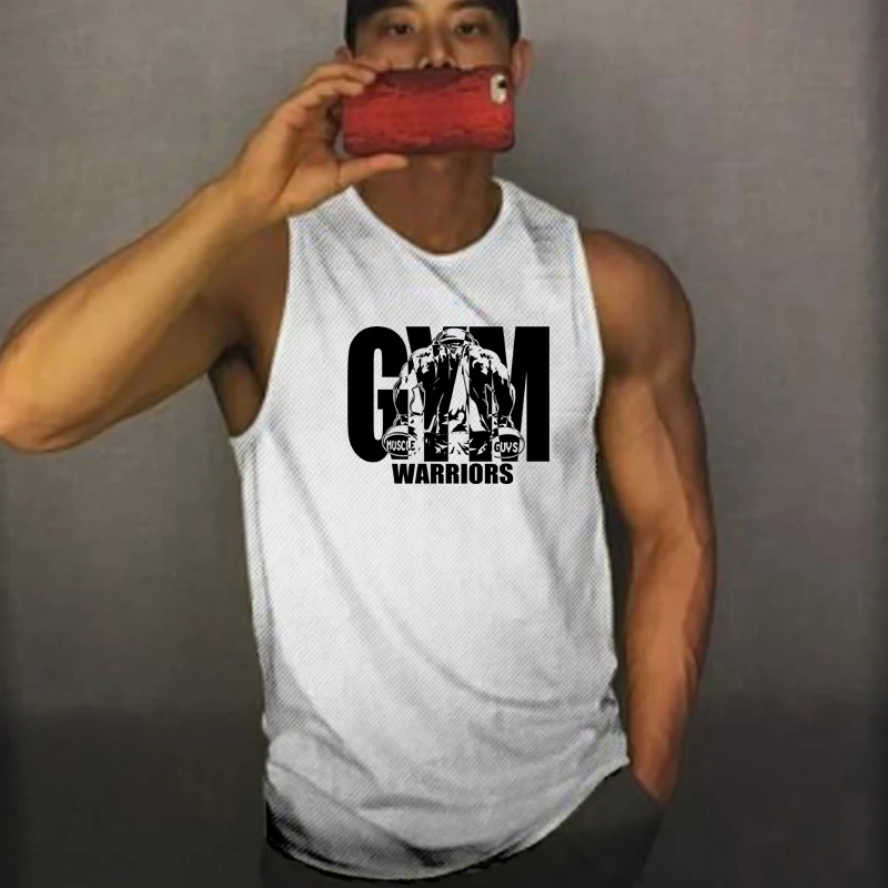 Canotte sportive per palestra Fitness Canotte per bodybuilding da uomo T-shirt senza maniche Mesh traspirante Canottiere per allenamento muscolare ad asciugatura rapida