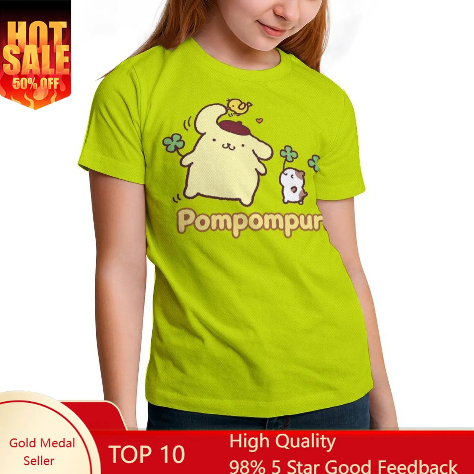 

Pompompurin T Shirts Boys Girls Short Sleeve Cute Sanrio Cotton Tee Children Kids TShirt Cartoon T-shirt Soft Top Summer Clothes