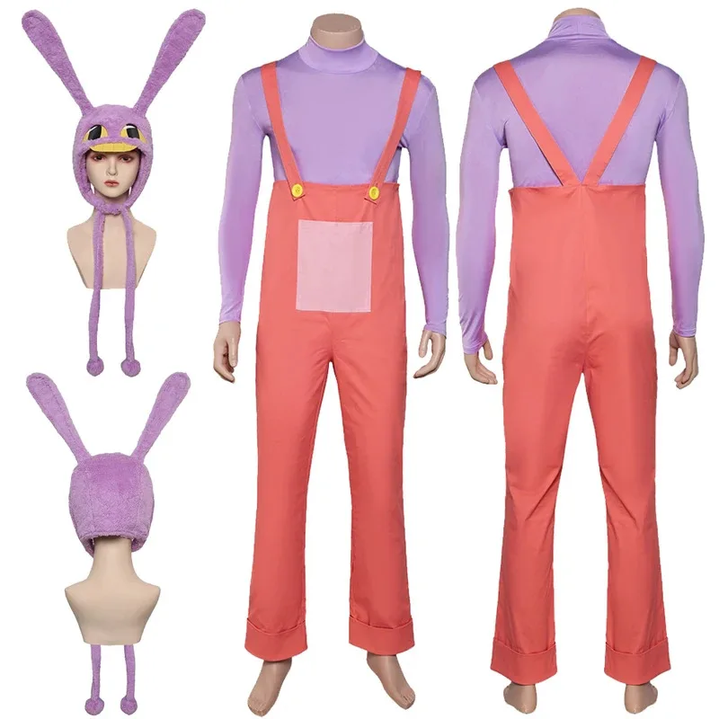Jax Cosplay sombrero de fantasía peleles dibujos animados TV payaso mágico disfraz hombres mujeres Halloween fantasía ropa om [8