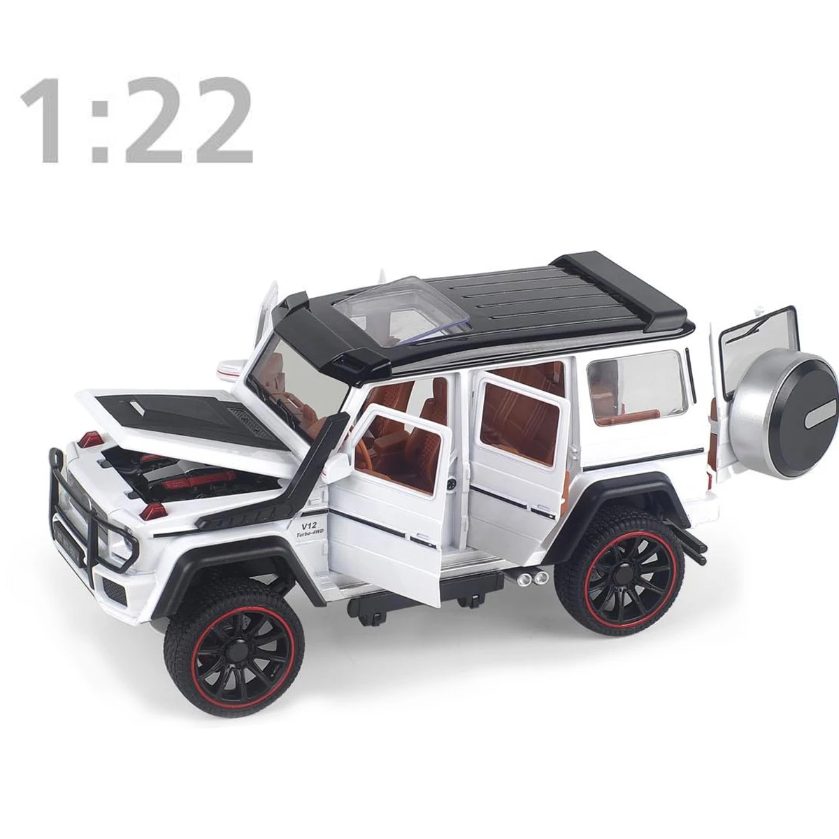 1:22 SUV Die-Cast Alloy Metal Car Model Collection Children's Toys Vehicles with Sound and Light Pull Back for Kids' Gift