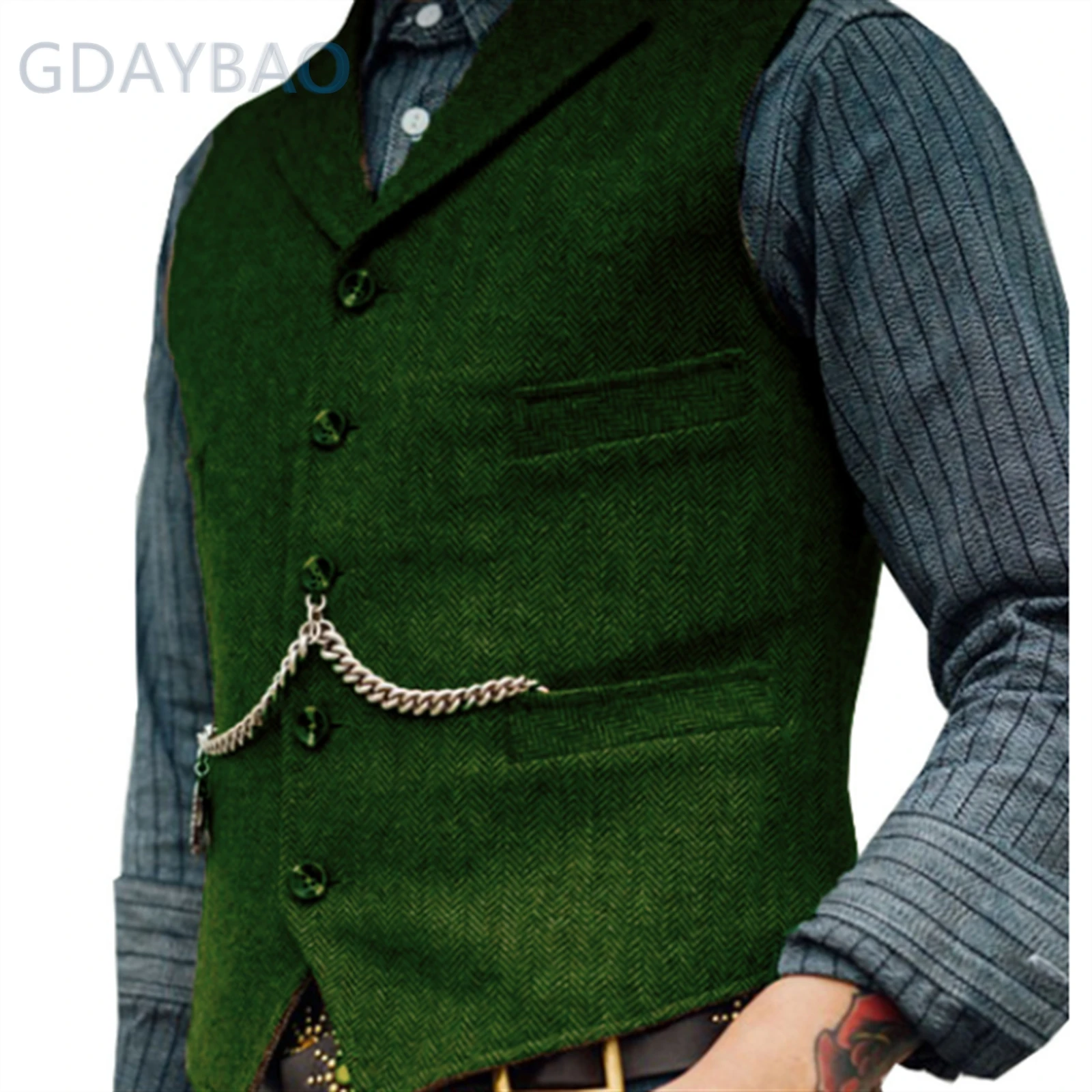 2023 Suit Vest Brown Wedding Wool Tweed Business Waistcoat Jacket Casual Slim Fit Gilet Homme Vests For Groosmen Man Wedding