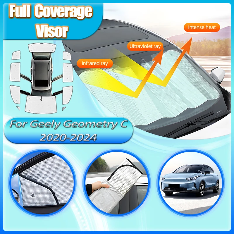 

Car Sunshades For Geely Geometry C 2023 2020–2024 Auto Accessories Window Sun Shades Front Rear Windshield Auto Sun Visor Cover
