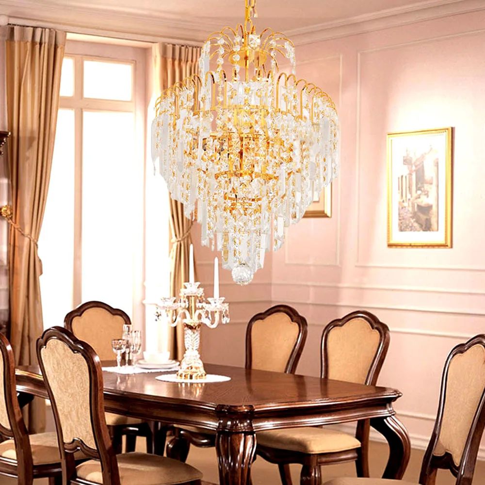 Luxus Royal Golden Crystal K9 Kronleuchter Kristall Golden Kronleuchter Halle Wohnzimmer Beleuchtung Glanz de Cristal