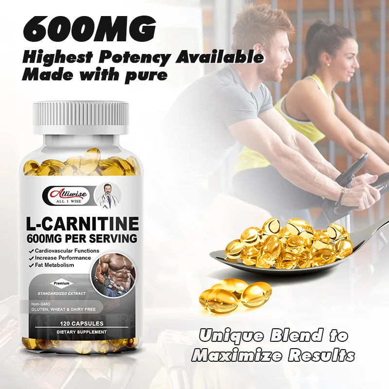 Alliwise L-carnitine weight capsules support for burning fat energy growth muscle promote metabolism exercise supplementation