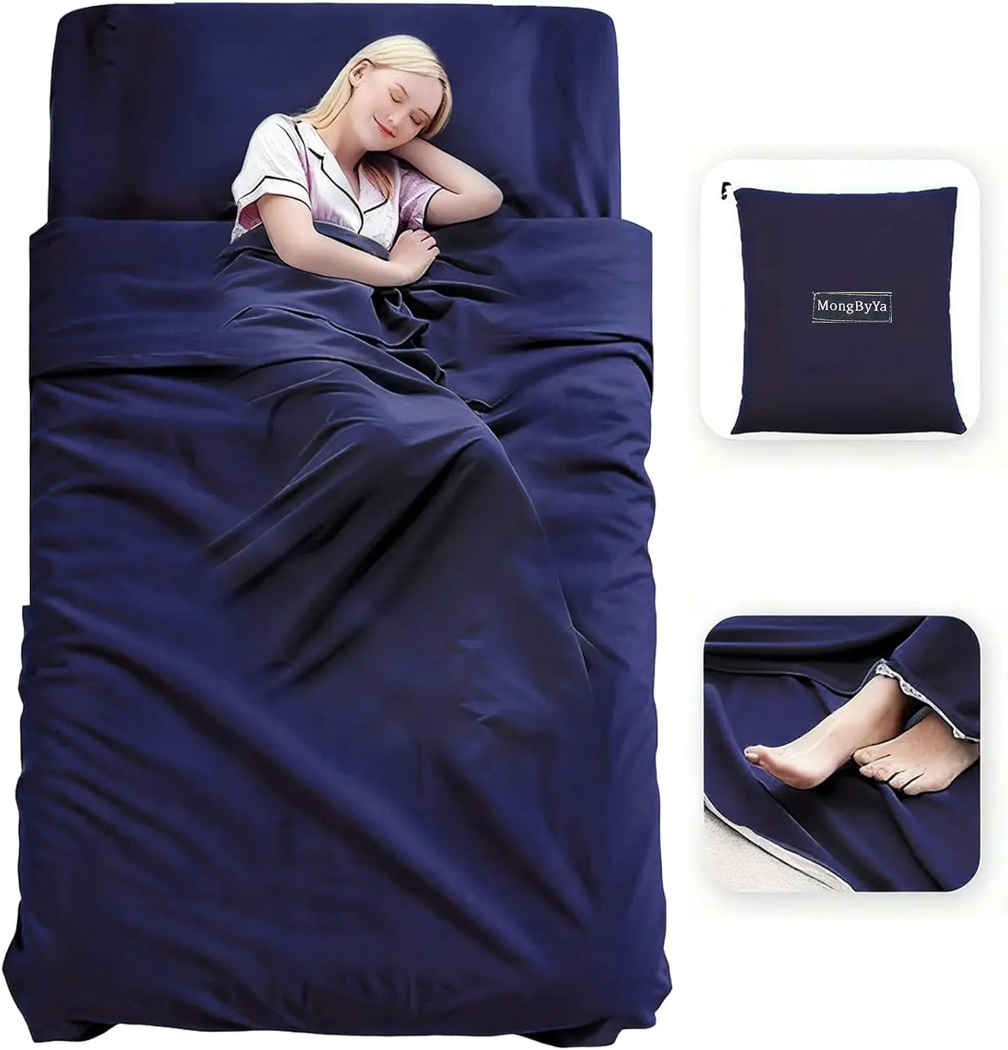 Sleeping Bag Liner Lightweight Compact Sleeping Bag Sack Portable Clean Travel Sheet Camping Sleep Sheet for Backpacking Hotel Hiking