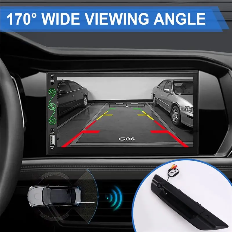 Tailgate Handle With Key-Hole Rear View Backup Pickup Truck Camera For Toyota Hilux Revo 2015-2021 Black