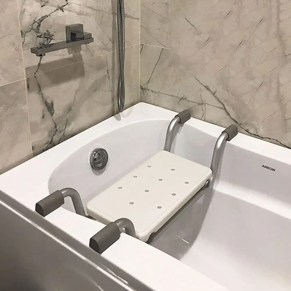 Taburete de Baño Resistente, Asiento de Baño de Aluminio con Longitud Ajustable, 7482 cm, Asiento de Plástico para Bañera para Ancianos
