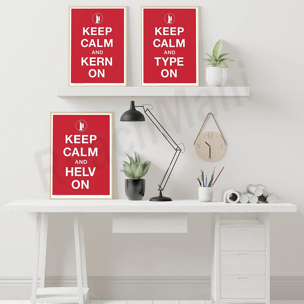 Keep calm poster, modern Swiss Helvetica typography red and white art print, funny quote art minimalist graphic design decoratio