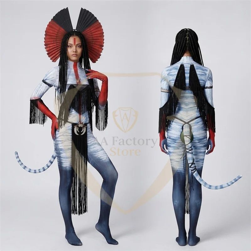 Movie Ash People Varang Cosplay Costume Jumpsuit Fringe Tail Headdress Full Set Halloween Role Play Performance Carnival Outfits