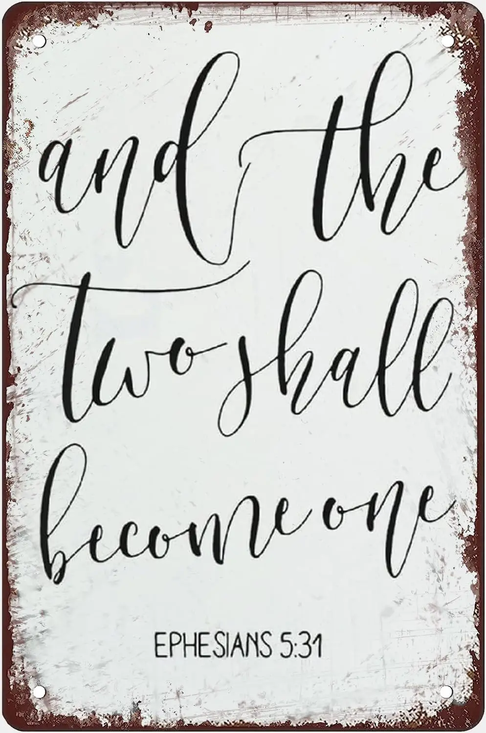 And The Two Shall Become One Metal Tin Sign Wedding Bible Verses Wall Hanging Sign Vintage Metal Sign Rustic Farmhouse Signs For