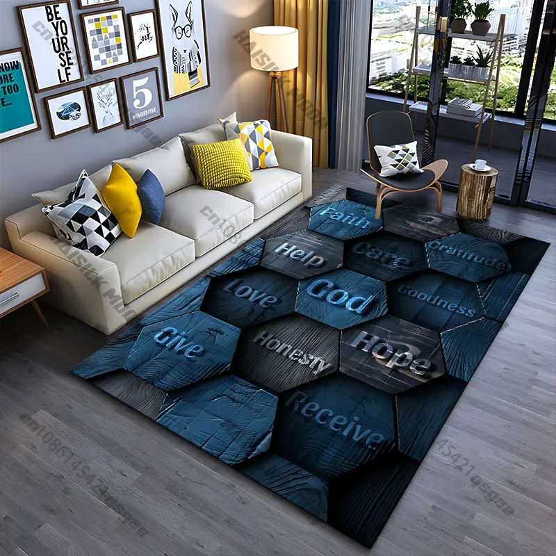 Faith hope love gratitude care carpet Yoga living room room decor children's crawling mat doormat area rug games mat