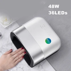 Secador de uñas con lámpara LED UV inteligente, equipo de secado rápido de uñas con Sensor automático, 36 piezas, 48W