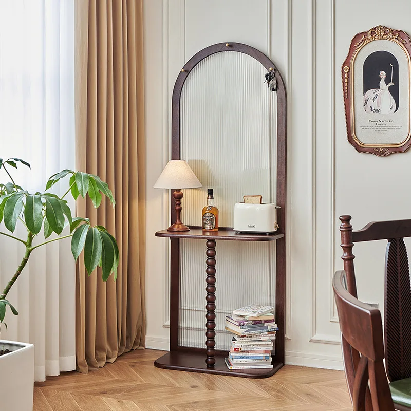 

French medieval style living room partition screen cabinet entrance entrance solid wood Changhong glass against the wall key rac