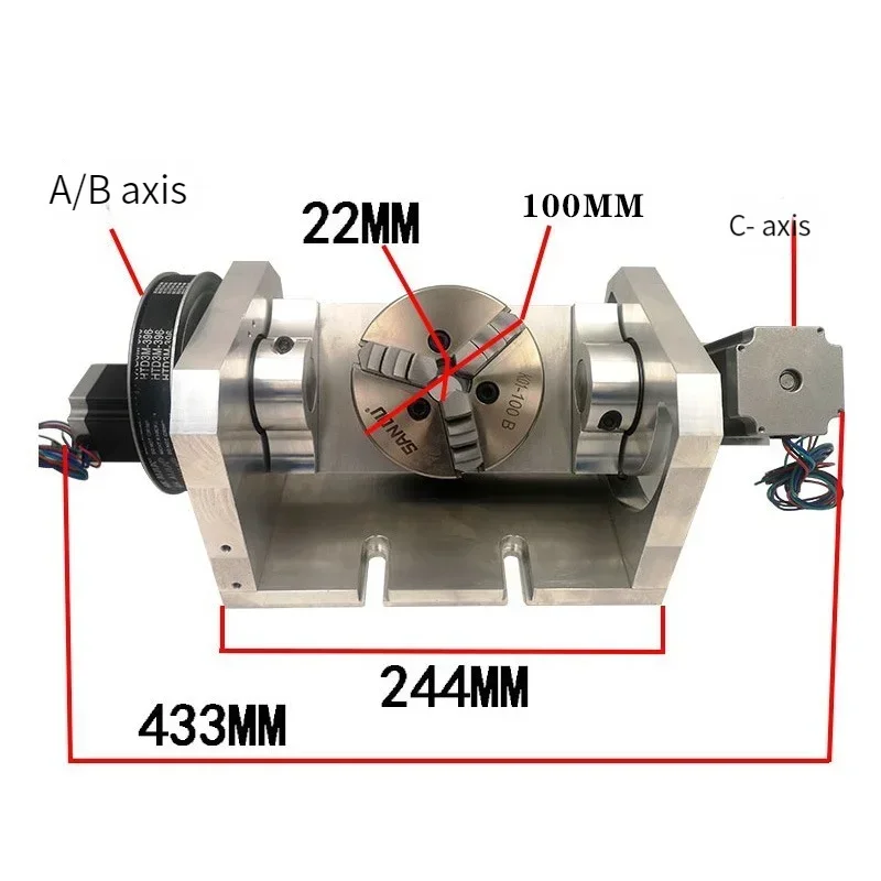 Woodworking CNC engraving machine CNC fifth axis indexing head four axis linkage A B axis 360 ° rotation 100 chuck