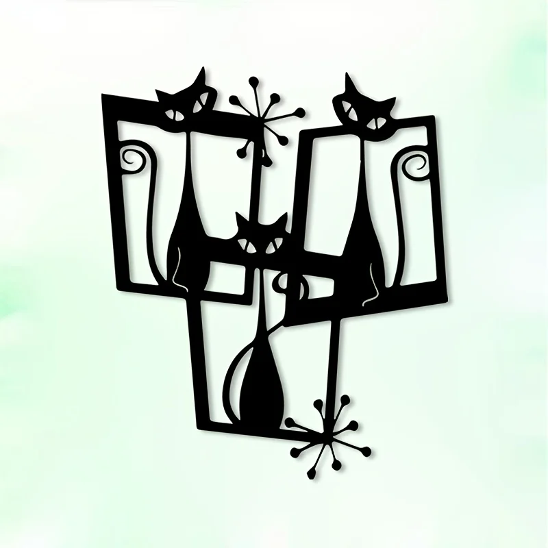 CIFBUY Iron Wall Art Atomic Cat Geometry Metal Sculpture Boho Decor Sign For Home Living Room Indoor Outdoor Yard Easy Hang