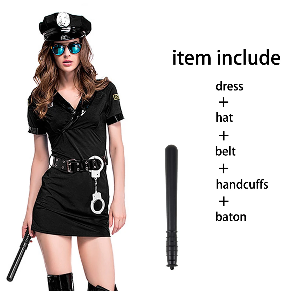 Adult Women Police Uniform Cop Policewomen Cosplay Costume Halloween Female Policman Outfit Police Officer Sexy Fancy Dress