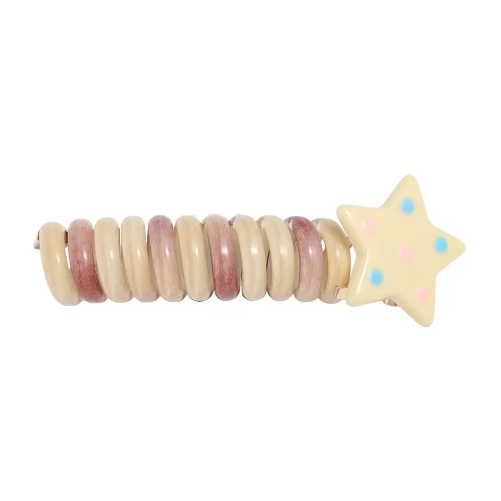 Sweet Star Telephone Line Hair Rope Candy Color Plastic Rainbow Hair Ring Elastic Korean Style Spiral Coil Hair Rope Wedding