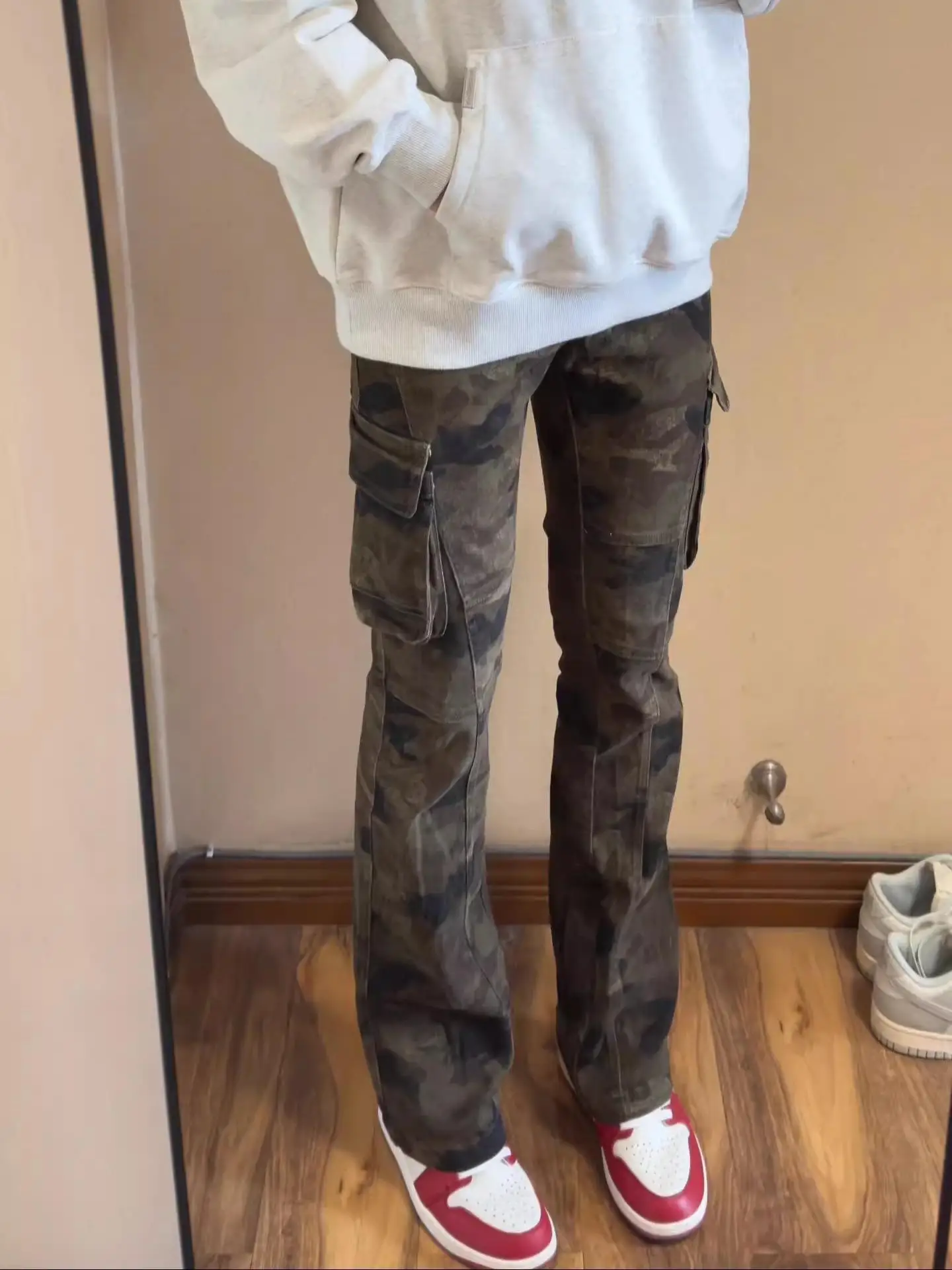 

Мужские рабочие брюки American Vibe в стиле ретро с камуфляжным принтом, с эффектом похудения, повседневные, износостойкие, с расклешенными штанинами