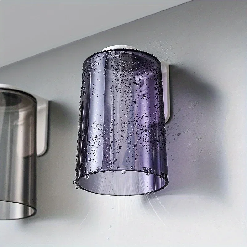 Magnetic Upside-Down Transparent Rinse Cup Wall-Mounted Toothbrush Holder Minimalist Bathroom Organizer