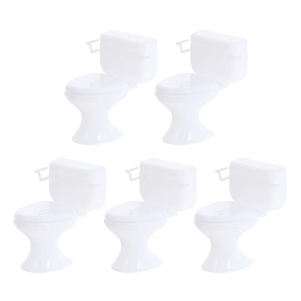 

5 Pcs Realistic White Miniature Dollhouse Toilet Accessories Children House Play Toy Decorative Mini Crafts Bathroom Furniture