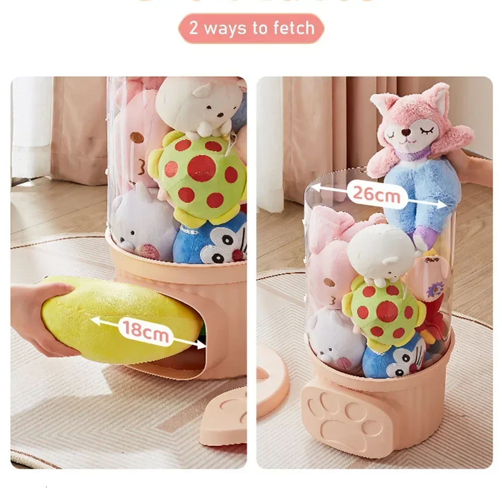 Doll Organizer Box Large-capacity Storage Box Plush Toys Storage Tube Transparent Organization Foldable Stuffed Storage Bucket