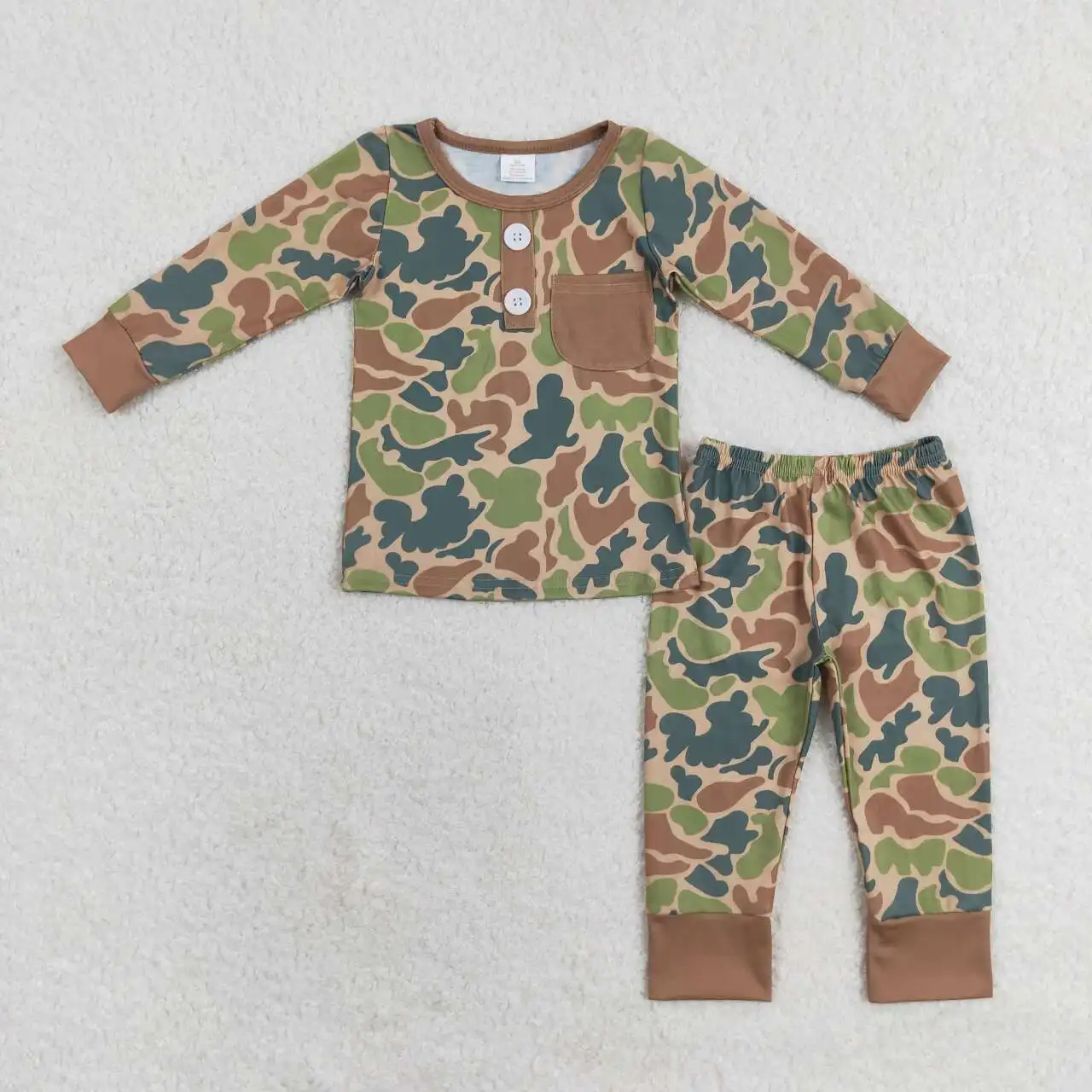 

Boutique wholesale Toddler boys bamboo camo green pajamas Clothing Kids short Sleeves pants Set sleepwear outfits fall clothes