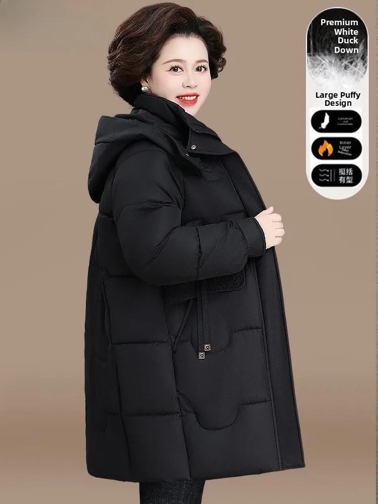 

Thiened down Cotton Jaet Women's Faionable Mid-Length Autumn Winter Coat Warm Sli Mom Clothes Korean Sle Zipper