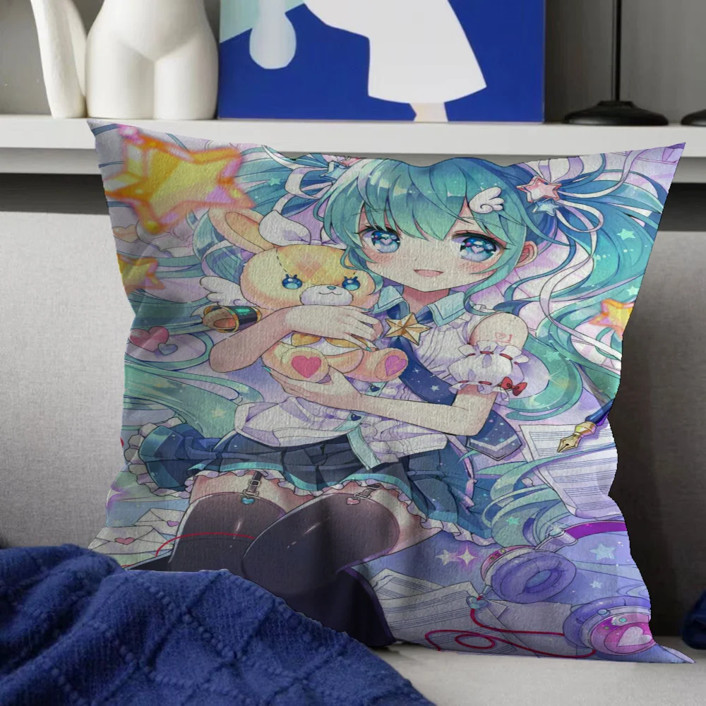 أنيمي H-Hatsunes-M-Miku الفتيات وسادة غطاء الوسادة المخدة غرفة المعيشة أريكة ديكور المنزل حسب الطلب