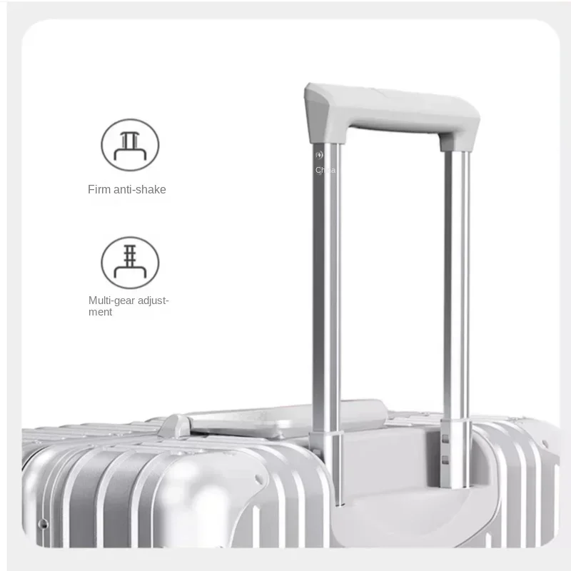 100% Aluminum-Magnesium Alloy Trolley Case Luggage Boarding Suitcases with Wheels Free Shipping 20 24 26 29 Inch Silvery