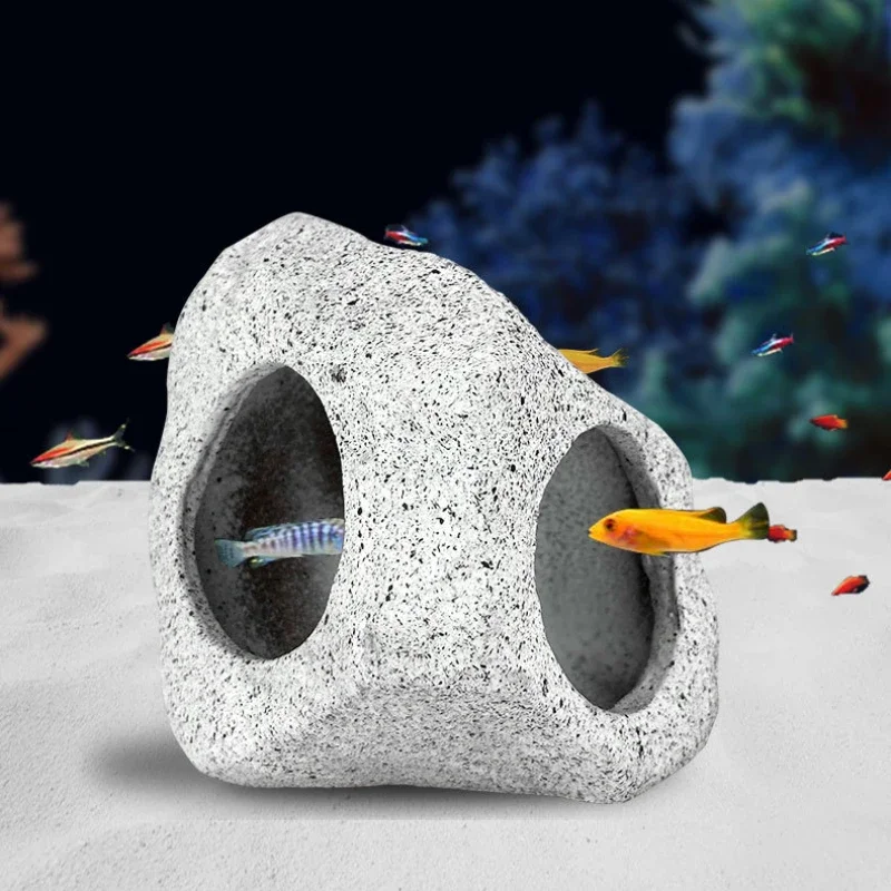 Fish Tank Cave Stone Landscaping Decor Ornaments Aquarium Cichlid Stone Shelter Hiding Cave Aquarium Accessories Decor Stones