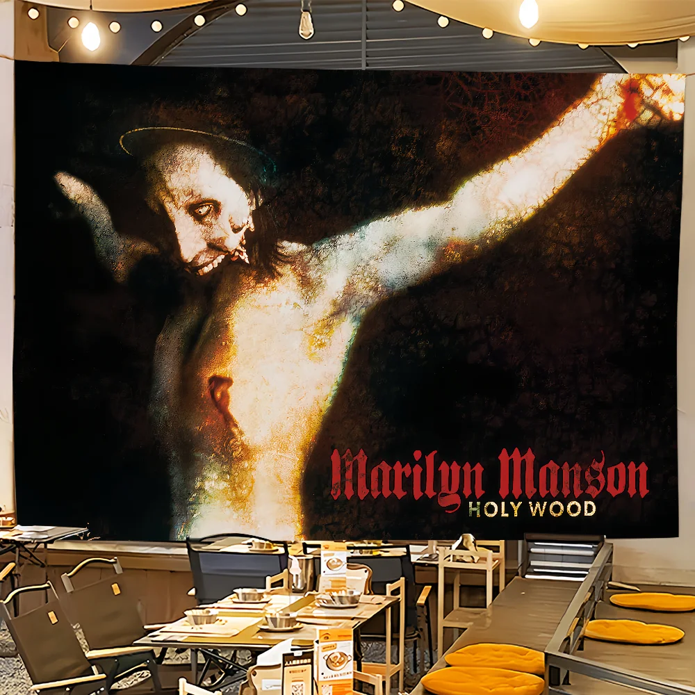 Gótico industrial metal rock m-marilyns m-manson bandeira quarto dormitório acampamento festa garagem bar piquenique decoração banner parede pendurado