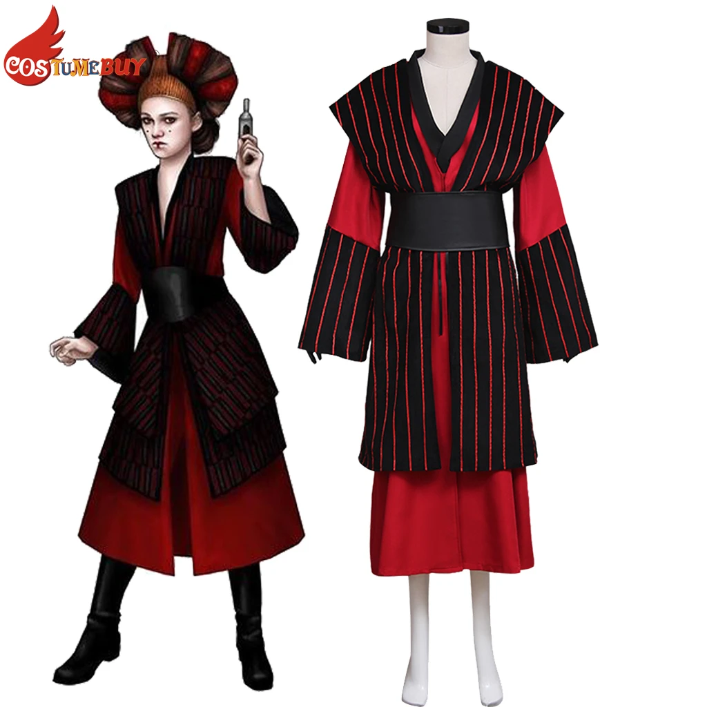 Film Padme Queen Amidala Red Battle Dress Movie Cosplay Costume Adult Student Women's Halloween Party Outfits with Top Vest Belt