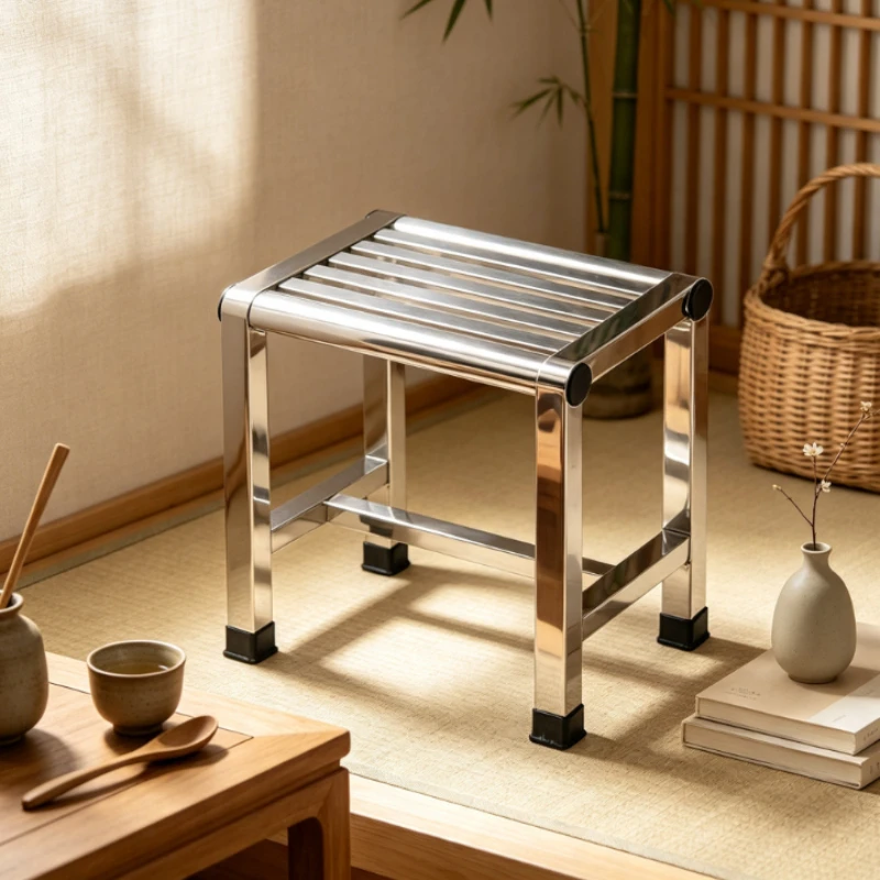 Multi-purpose Stainless Steel Stool - Durable Sturdy Utility Seat for Kitchen, Bathroom,Living Room,Corridor, Rustproof & Stable