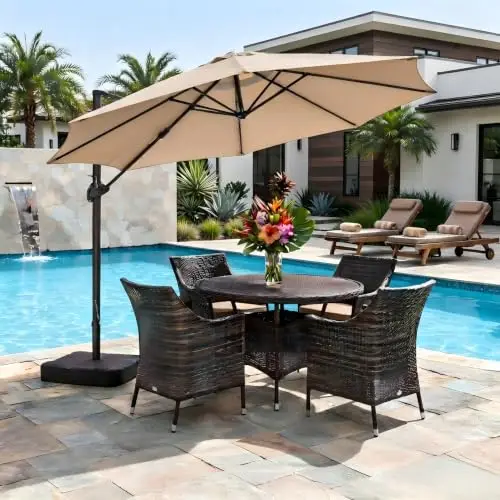 10ft Large Cantilever Offset Umbrellas for Patio with Base Included