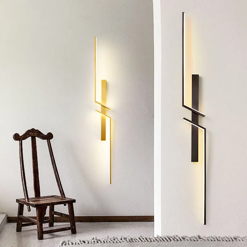 Black Gold Indoor LED Wall Lamps for TV Sofa Background Bedroom Nordic LED Wall Lights Decor Corridor Aisle Wall Sconce Lighting