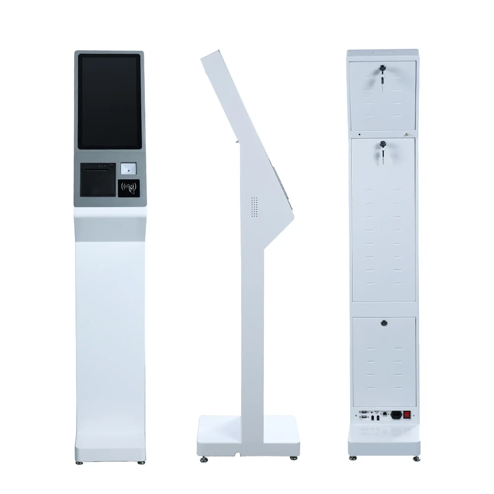 Standing Kiosk With  Touchscreen Payment Kiosks Self Ordering Kiosk White Color Floor