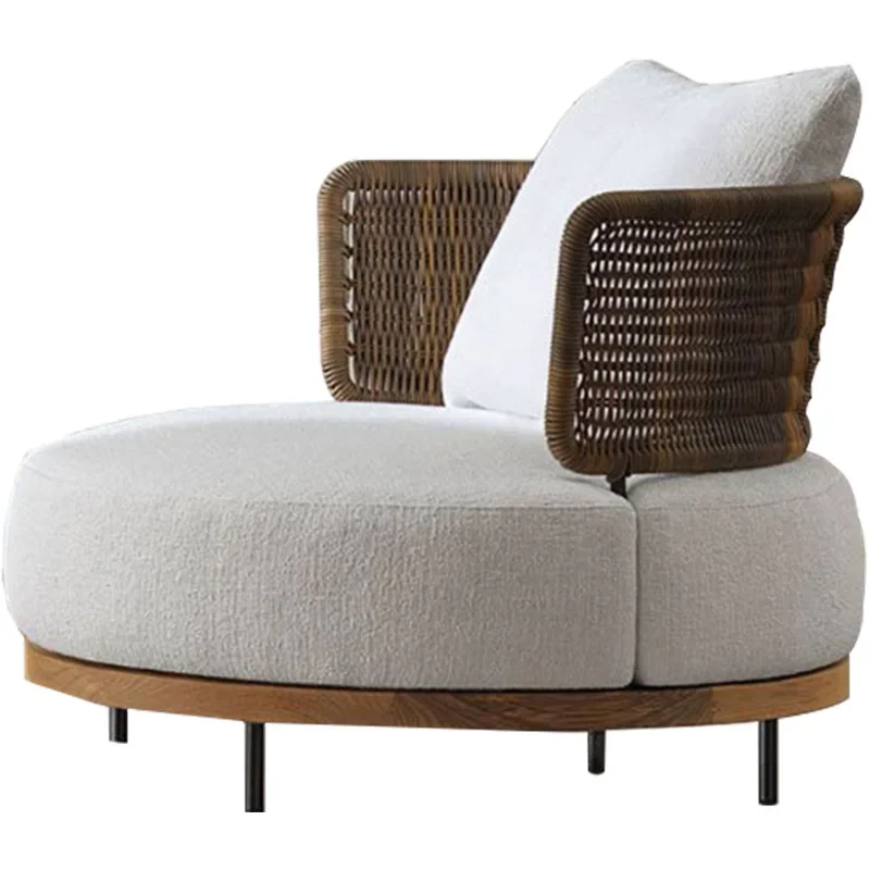 Outdoor sofa courtyard villa designer Nordic garden waterproof sunscreen rattan chair teak leisure furniture combination