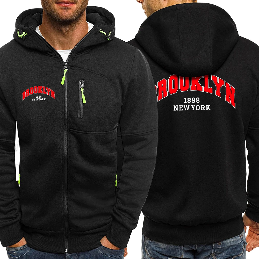

Brooklyn 1848, Нью-Йоркский дизайн, мужская куртка на молнии, модные повседневные толстовки, флисовые теплые толстовки с длинными рукавами, горячая распродажа, свободная одежда унисекс