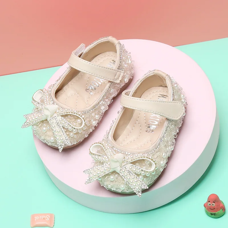 

11-15cm High Quality Baby Girls First Walkers Birthday Party Crystal Soft Toddler Shoes Spring Infant Flats Shoes