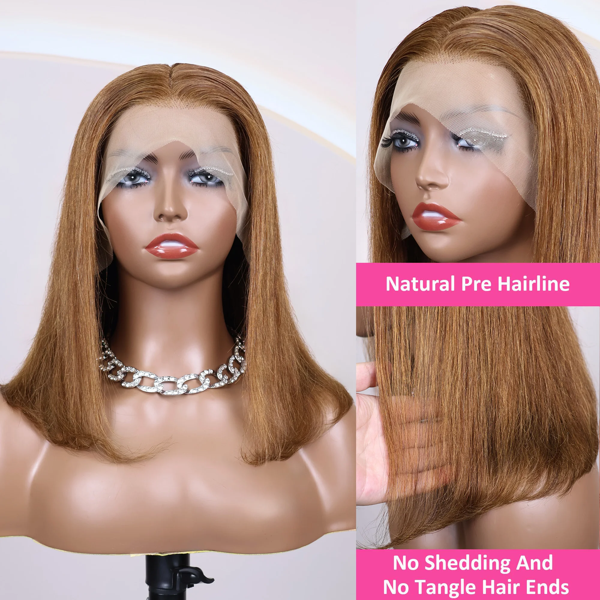 مستقيم # 4 شعر مستعار بني بوب 13x4 باروكات أمامية من الدانتيل شعر بشري 200% كثافة بوب باروكات شعر بشري برازيلي تم قطعه مسبقًا للنساء