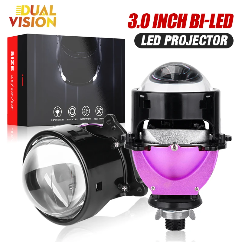 

12+6pc Chips 3.0inch Bi Led Projector Lenses Headlight 30000LM H4 H7 9005 9006 High Low Lights Universal Car Headlamp Retrofit