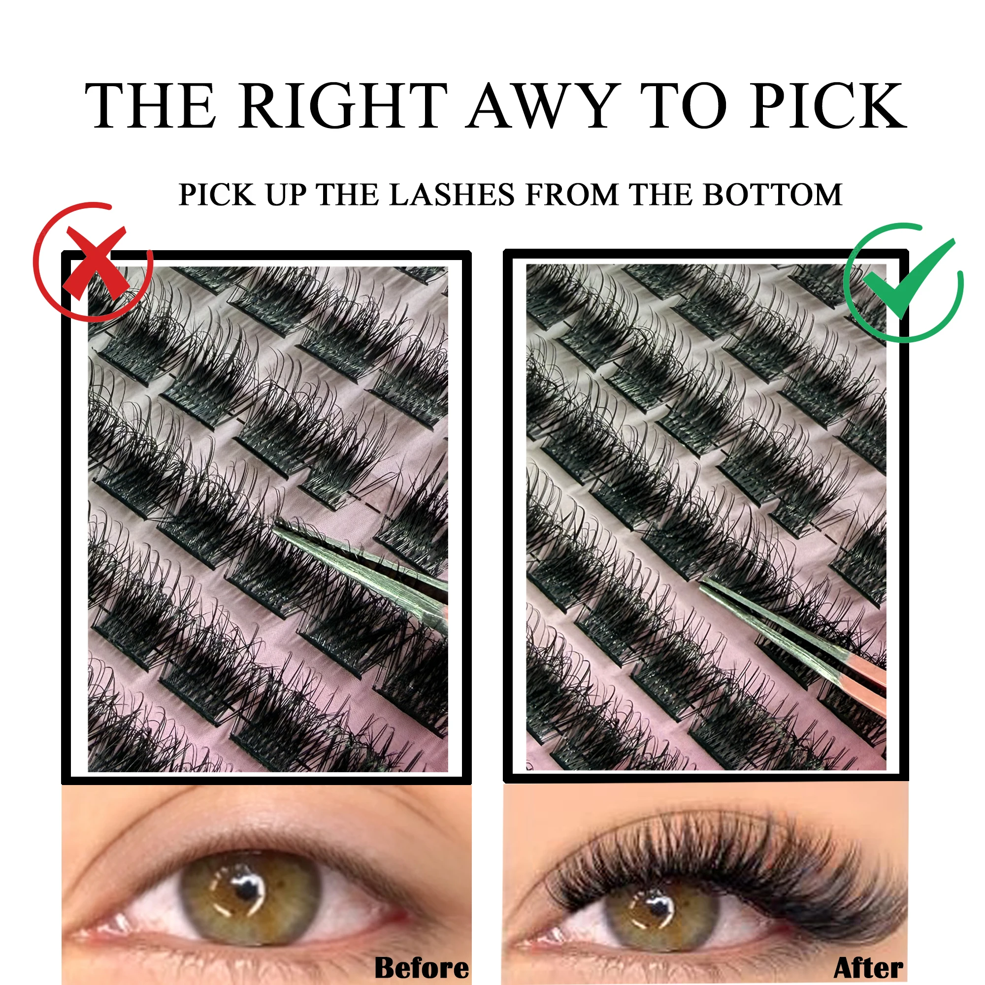 New DIY Clusters Lash 8-16mm Mixed Tray 3D Natural Voluminous Design Perfect Beginners Create Their Beautiful Eyelash Extensions