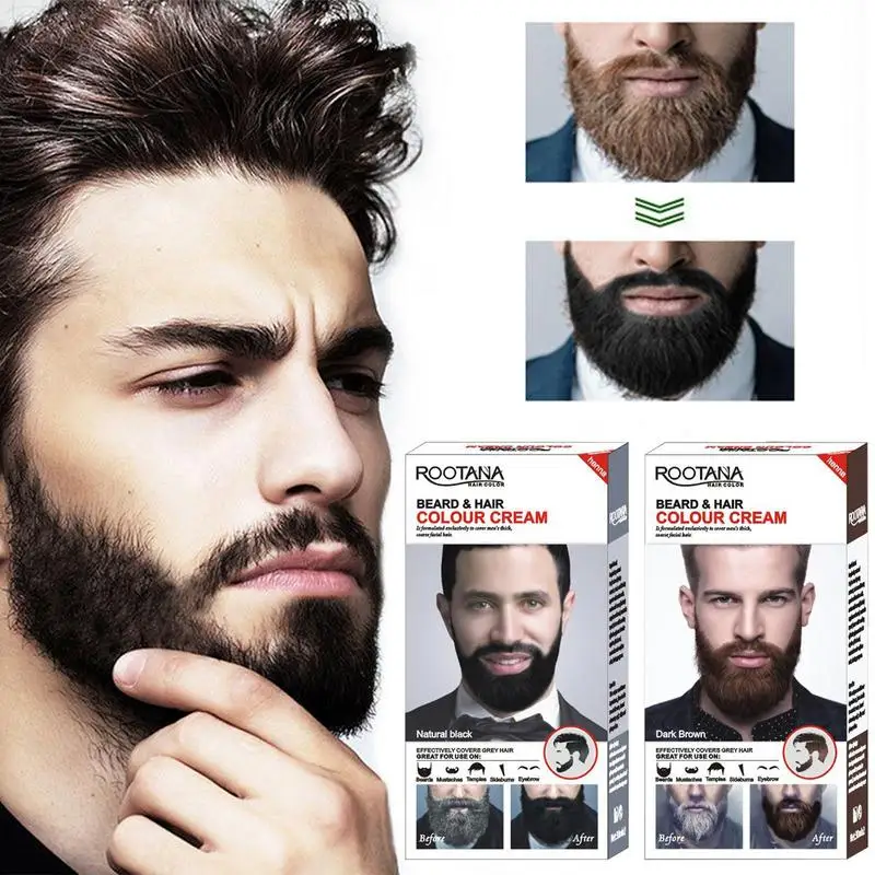 Black/Brown Color Semi-permanent Mustache Tint Men Beard Dye Cream Modelling Tool Hair Coloring Long Lasting Dyeing Balm