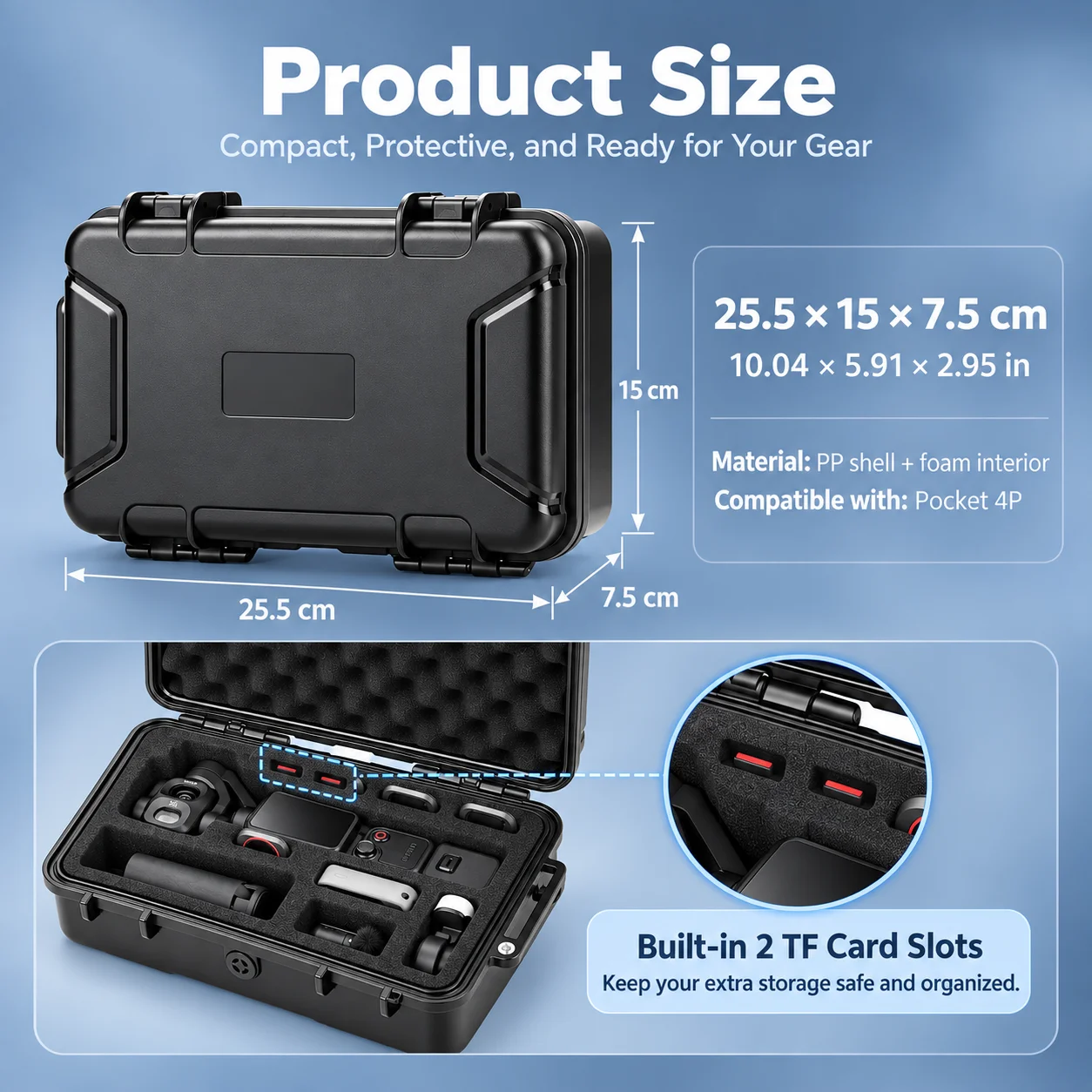 Hartschalenkoffer für DJI OSMO Pocket 4P, Pocket4 Pro Creator Combo Zubehör Kleine Hartschalenabdeckung Reise-Hartschalenkoffer zum Transport – Detail 10