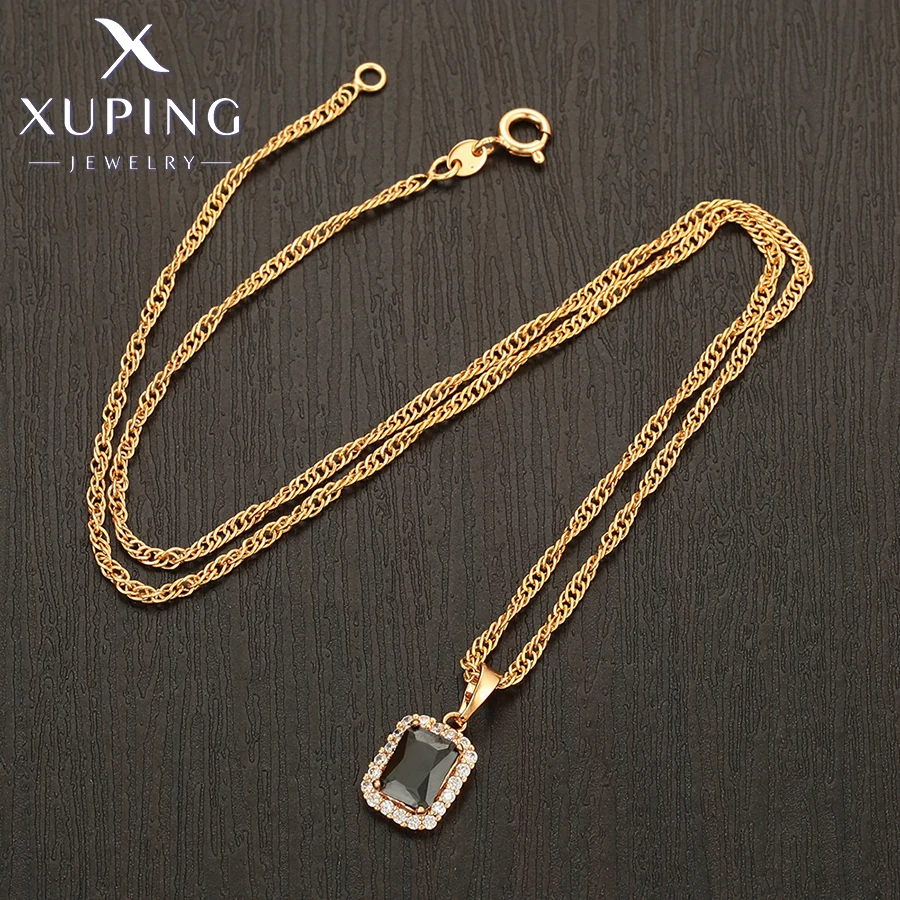 Xuping Jewelry Neu eingetroffen, goldfarben, rechteckig, Huggies-Ohrringe, Halsketten-Set für Frauen, Party, Geburtstag, Geschenk, X001245936 – Detail 18