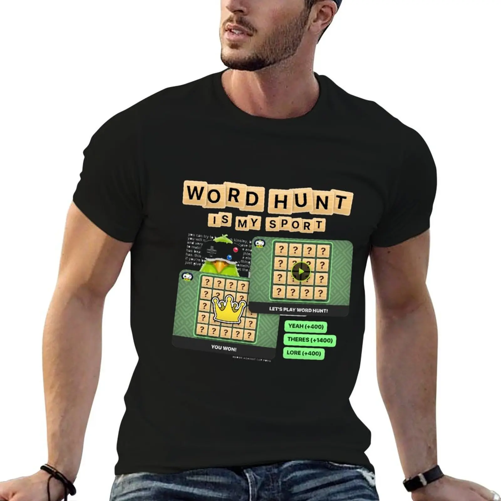 Word Hunt T-Shirt blue lock korean fashion T-shirts for men cotton