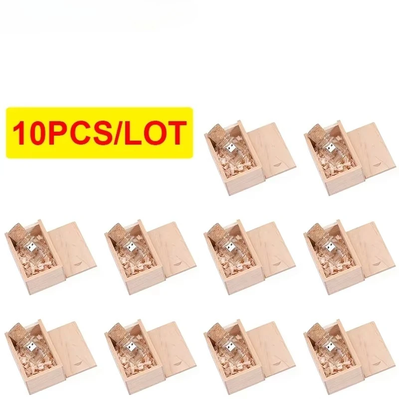

10PCS/Lot Drifting Bottle Flash Drive 128GB Free LOGO USB 2.0 Pen Drive 64GB Glass Bottle Memory Stick 32G Free LOGO U Disk 16G