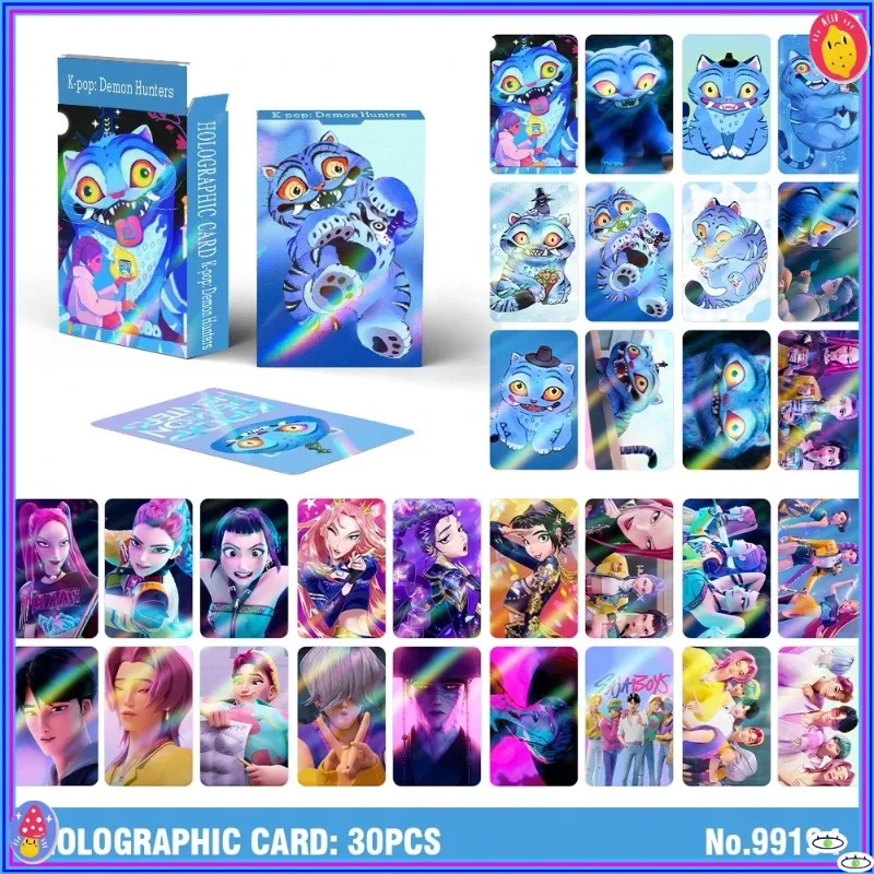 2025년 신상 핫 K팝 데몬 헌터즈 귀여운 레이저 카드 만화 애니메이션 주변 수집 카드 생일 선물