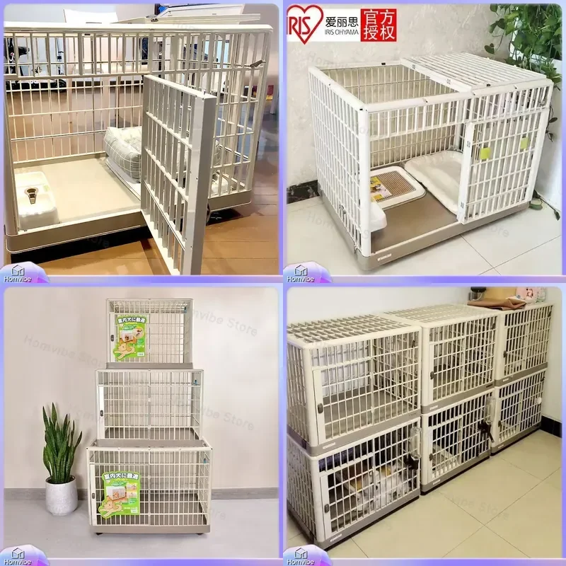 Large Dog Cage Indoor Heavy Duty Resin Pet Crate for Medium Small Dogs Cats Corgi Shiba Inu Portable Folding Kennel House